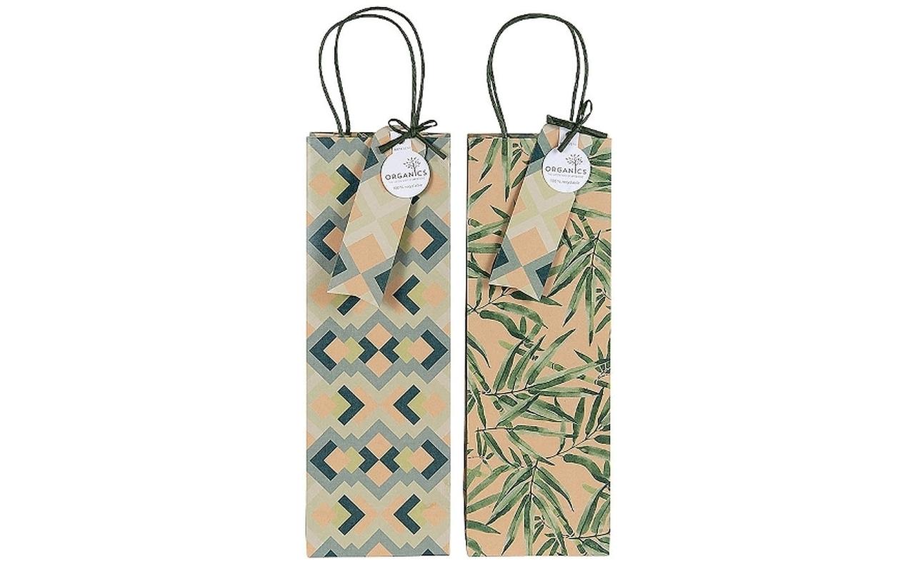 Flaschentasche Bambus/Muster, 2 StückGeschenktasche für Flaschen