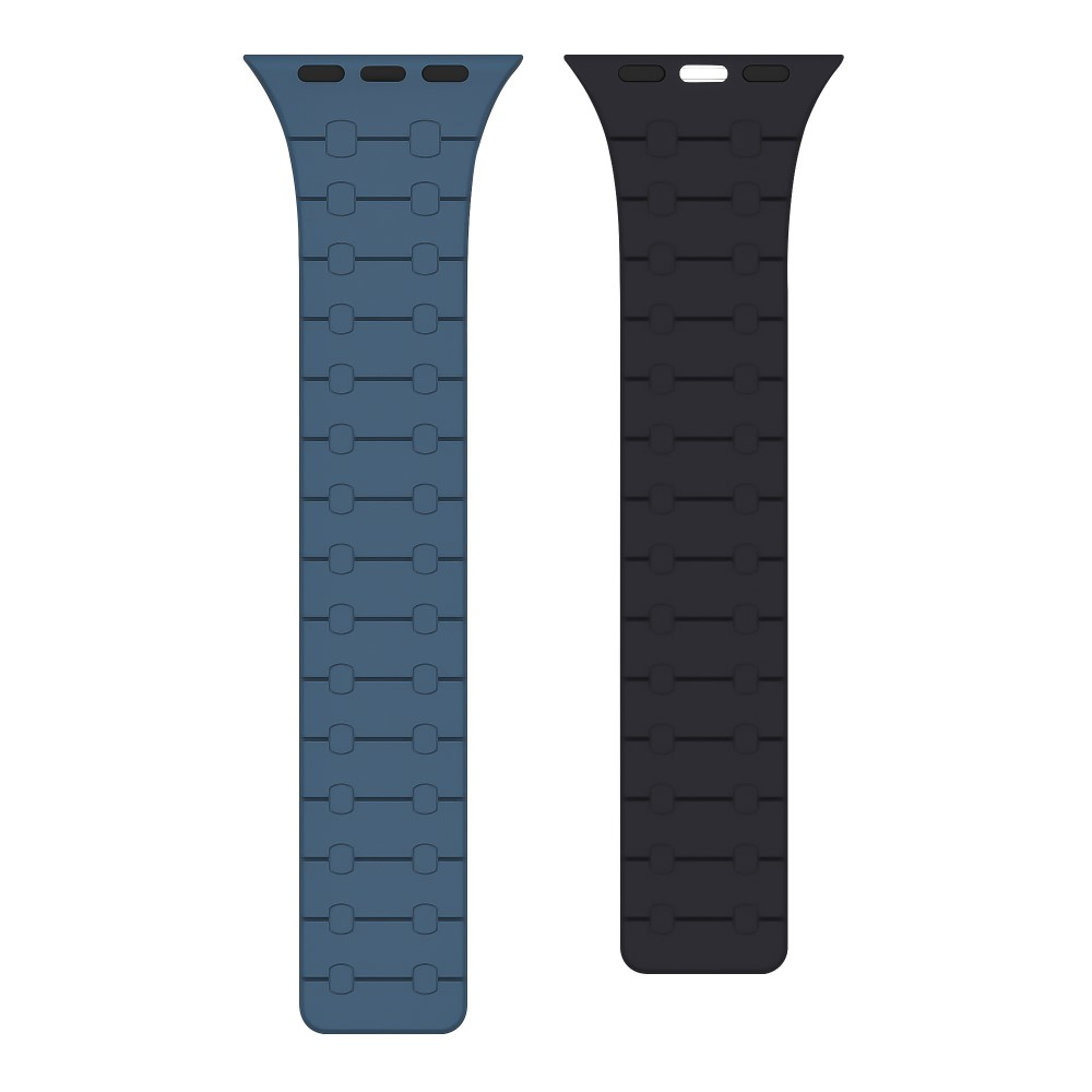 Apple Watch (49/46/45/44 mm) Silikon Glieder Armband mit Magnetverschluss (Gelenkumfang: 180-250mm) - Dunkelblau / Schwarz