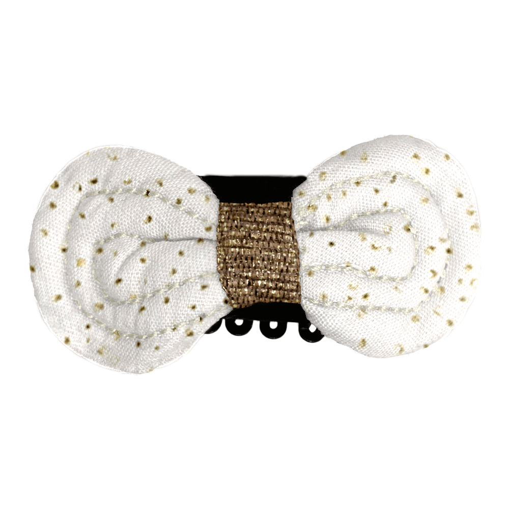 Barrette Noeud Anti-Glisse Blanc Pailleté