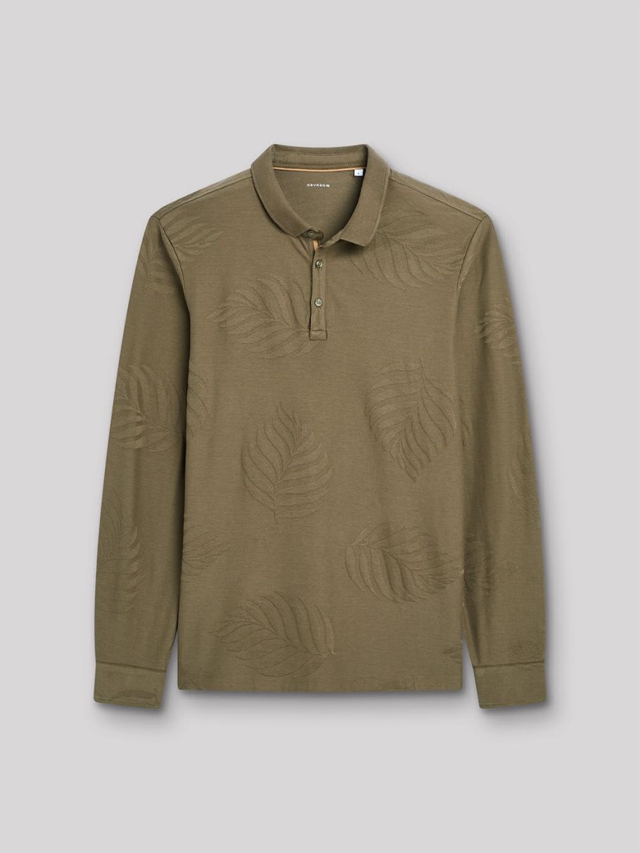 Polo à manches longuesmotif à relief