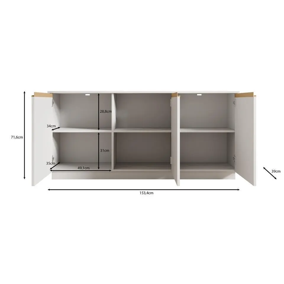 Meubella - Dressoir Remy - Zwart - 154 cm