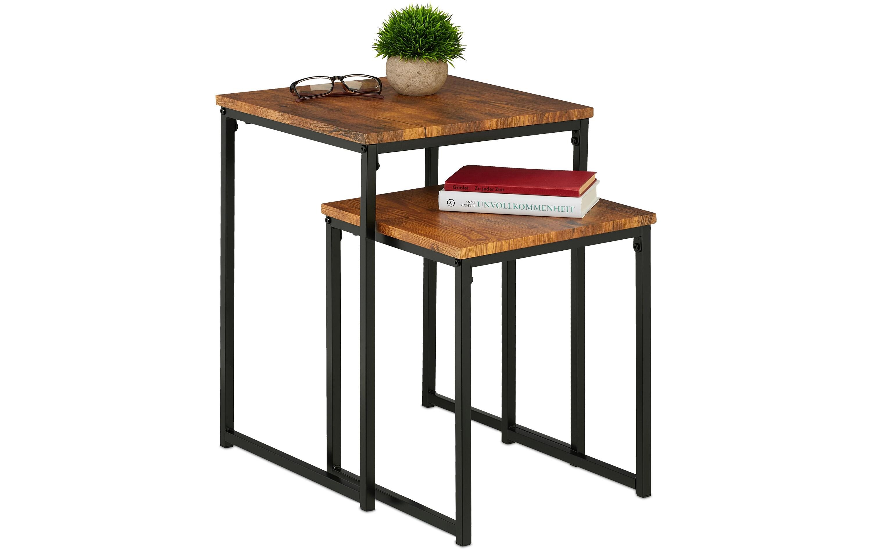 Couchtisch 2er Set Braun/SchwarzAblagetischset