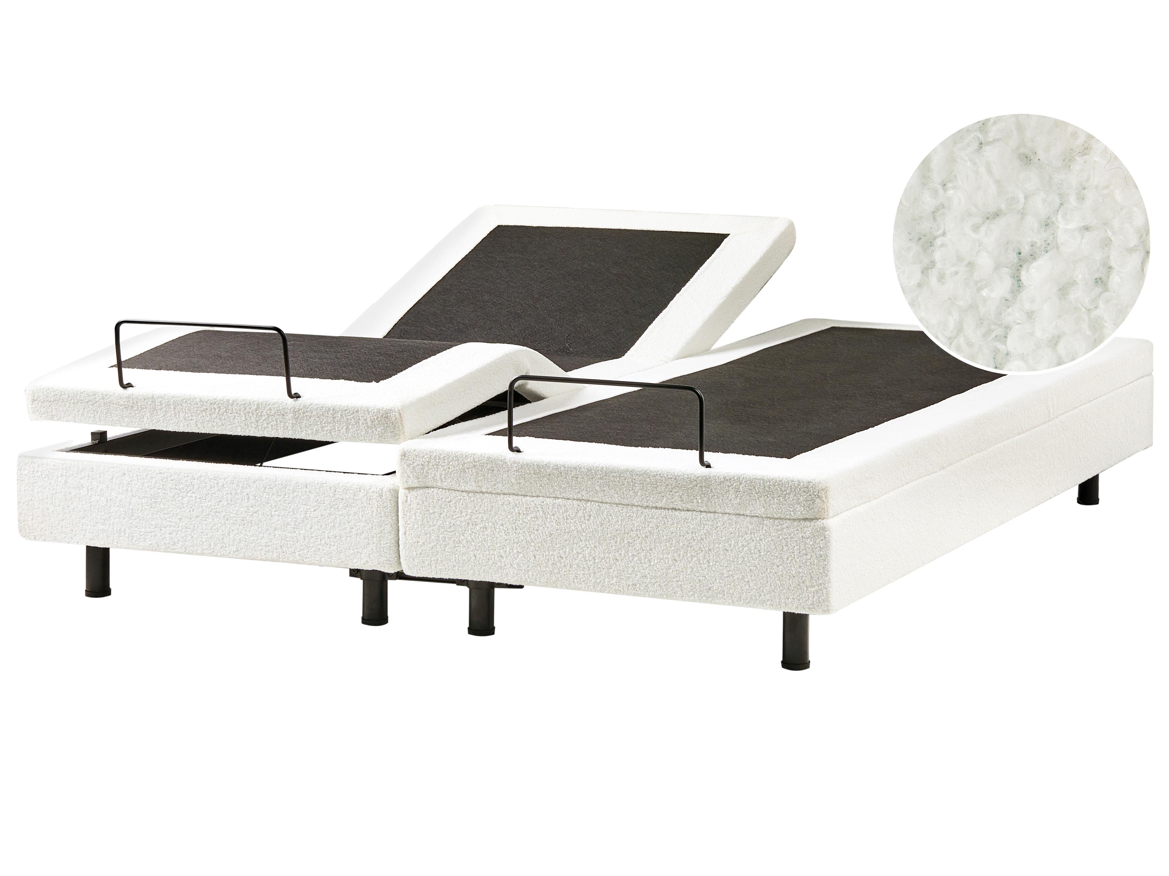 Verstelbaar bed zonder hoofdbord Bouclé DUKE 180 x 200 cm Gebroken wit