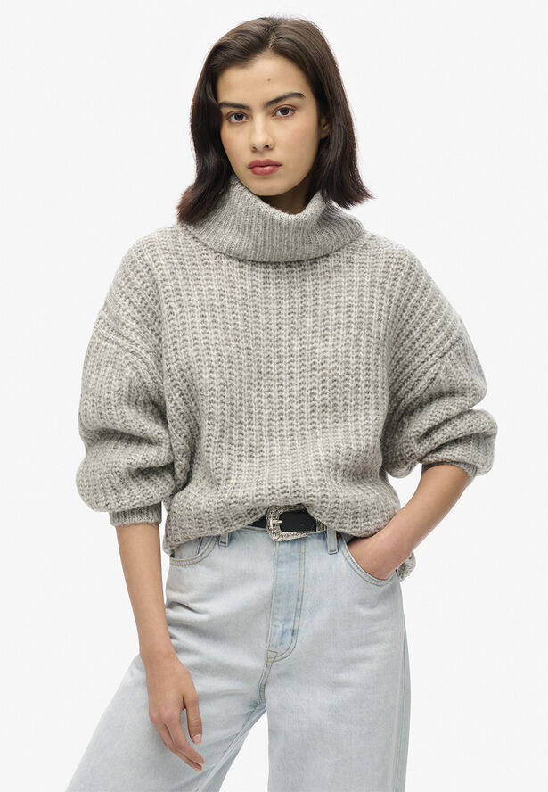 Superdry BRUSHED RIB SLOUCH NK JUMPER Heather grey twist