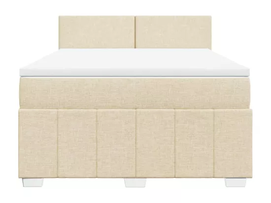 Sommier à lattes de lit avec matelas Crème 160x200 cm Tissu
