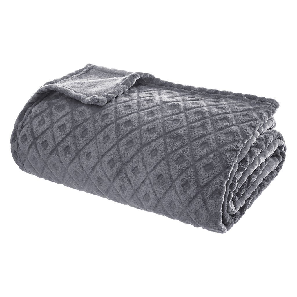 Plaid losanges 3D doux gris 180x230cm