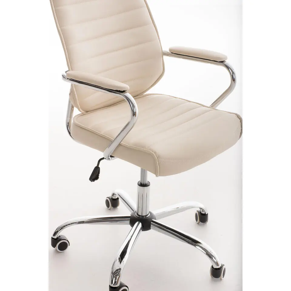 CLP Bureaustoel Rako V2 chroom Frame - Kunstleer - creme