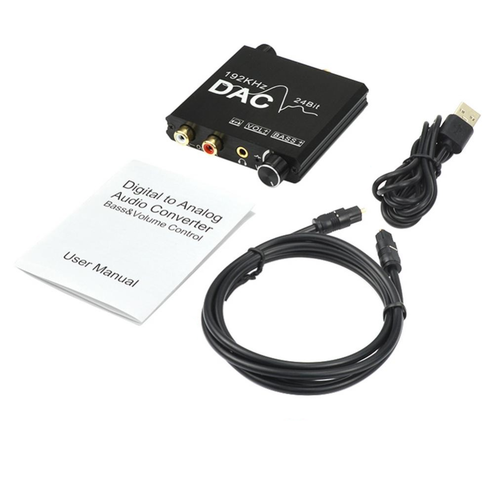 24Bit SPDIF Toslink / Coaxial auf Cinch / 3.5mm Klinke Digital Analog Wandler DAC Bass Audio Konverter