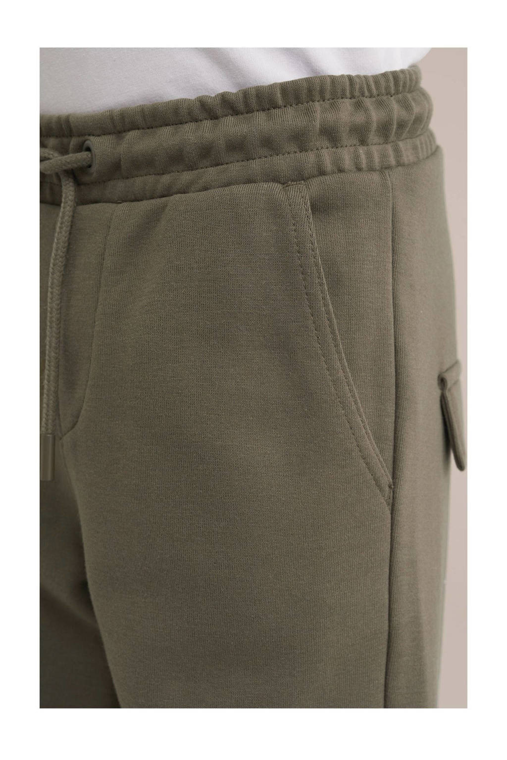 WE Fashion slim fit cargobroek olijfgroen