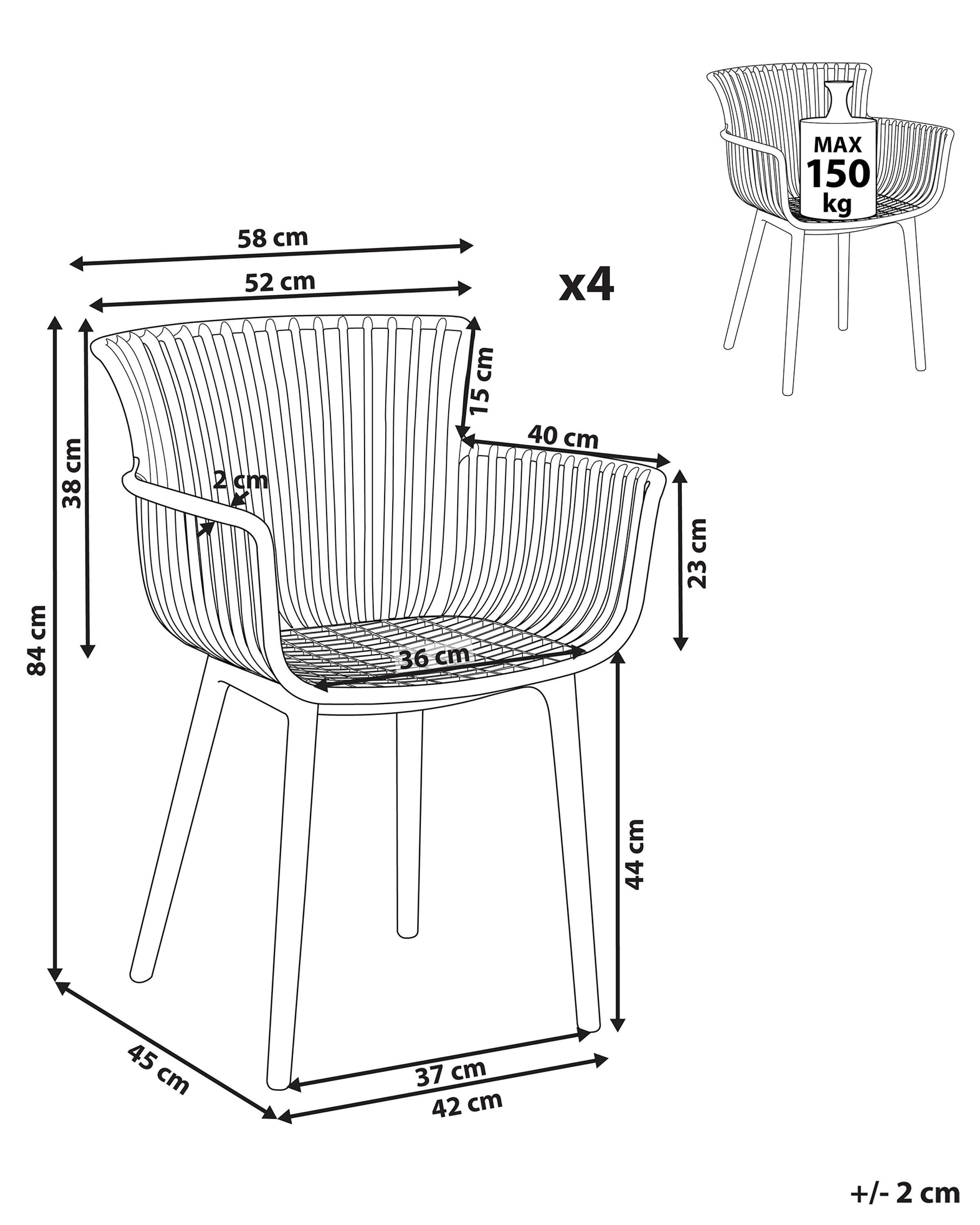 Set van 4 tuinstoelen PESARO Lichtgrijs