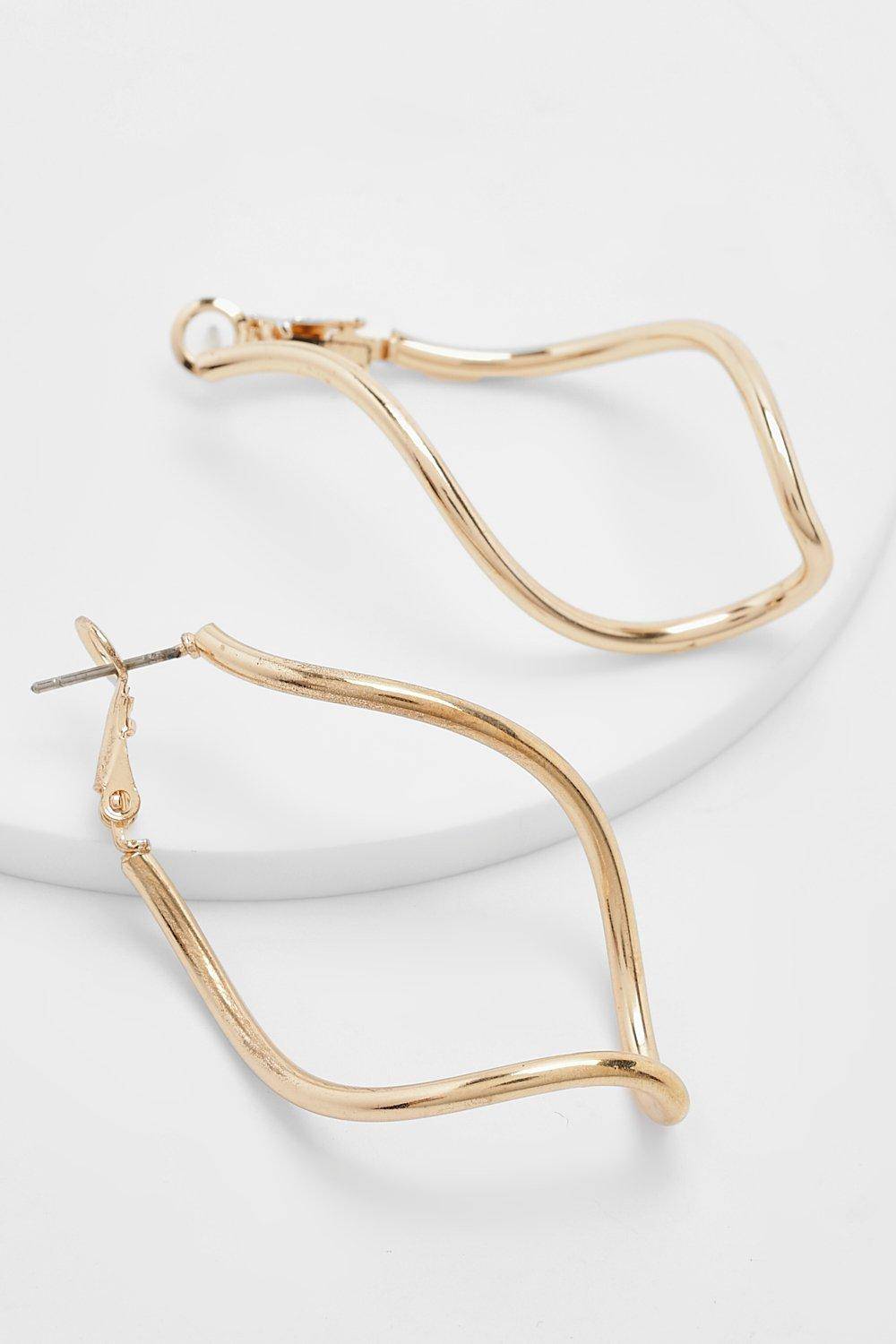 boohoo Boucles d'oreilles créoles à forme ondulée