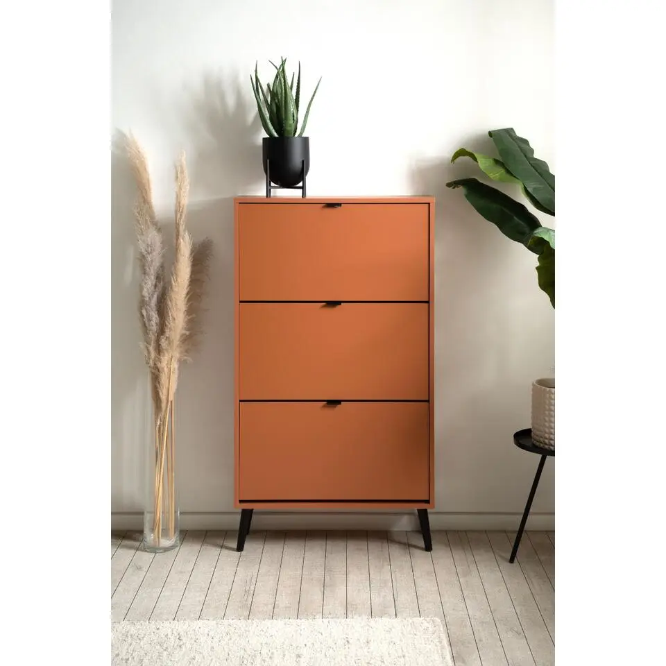 CALICOSY - Schoenenkast VIGO - Terracotta / zwart - 125x70x24 cm