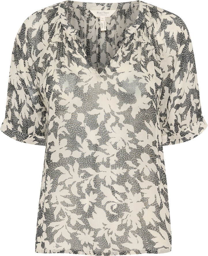 Part Two PopsyPW BL Black stitch leaf print