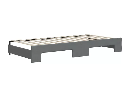 Lit de jour avec gigogne et tiroirs gris foncé 90x200 cm tissu