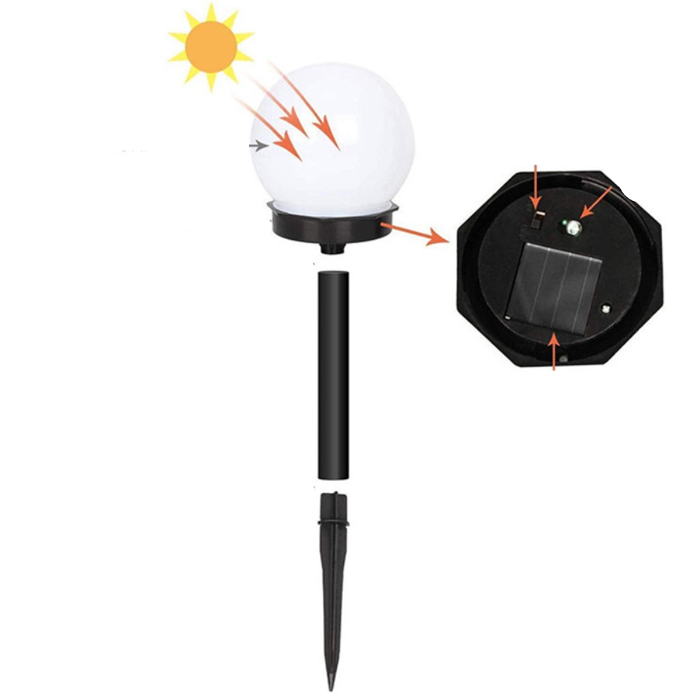 (2er Set) Runde LED Solar Lampe Outdoor Gartenleuchte mit Dämmerungssensor   Erdspiess (IP44) - Kaltweiss