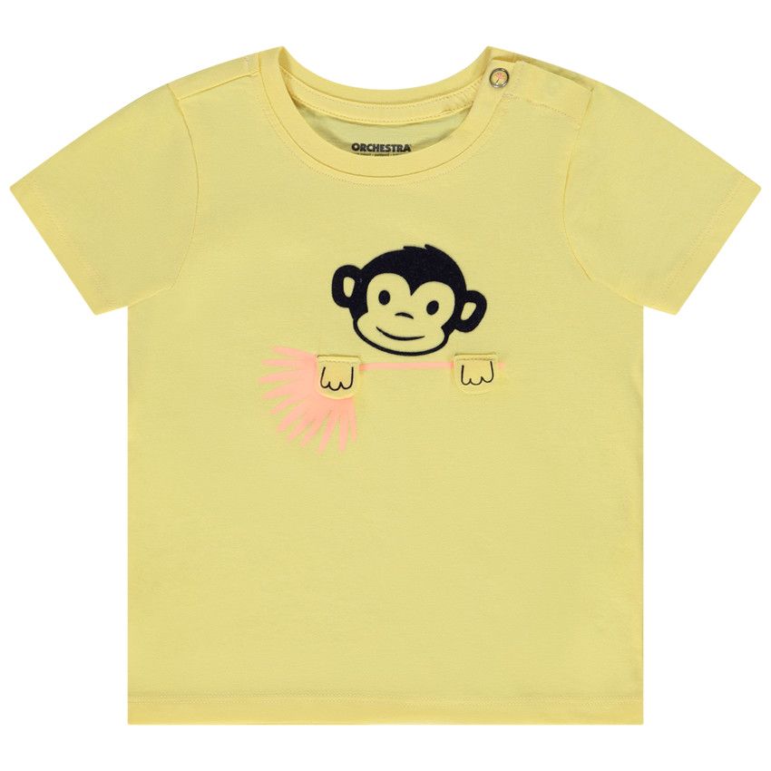 T-shirt manches courtes print ludique singe pour bébé garçon - Jaune