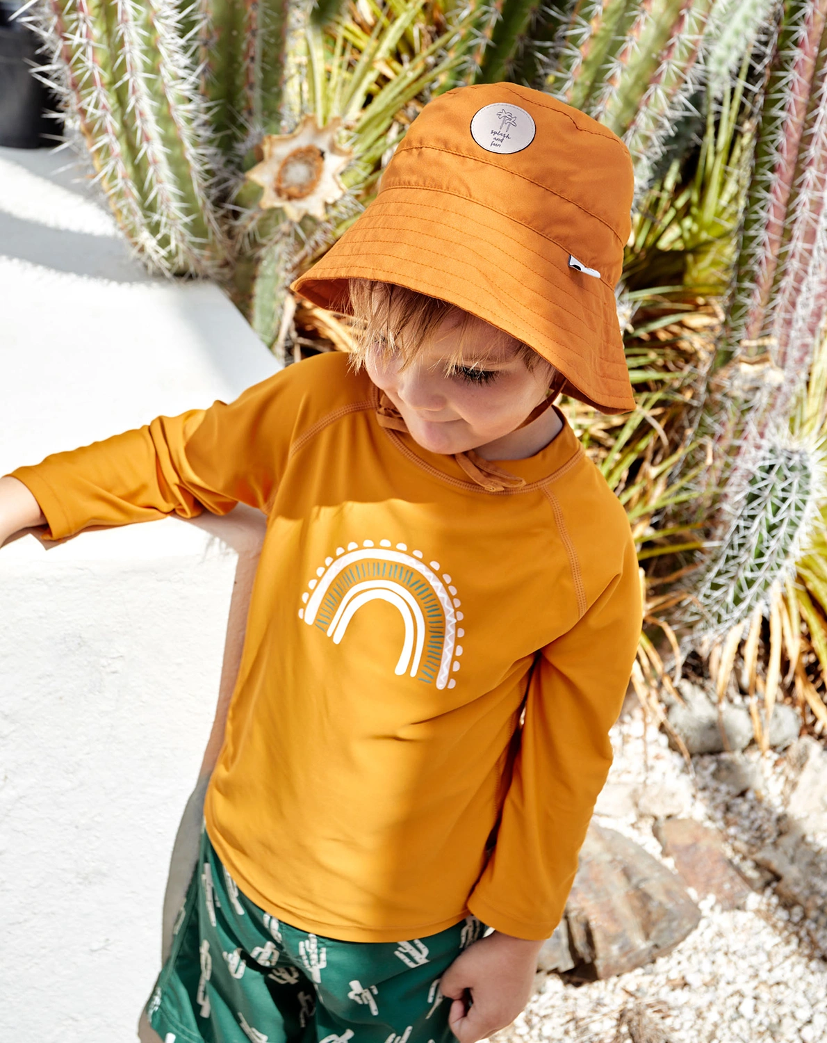 Langarm-Badeshirt RAINBOW in gold
