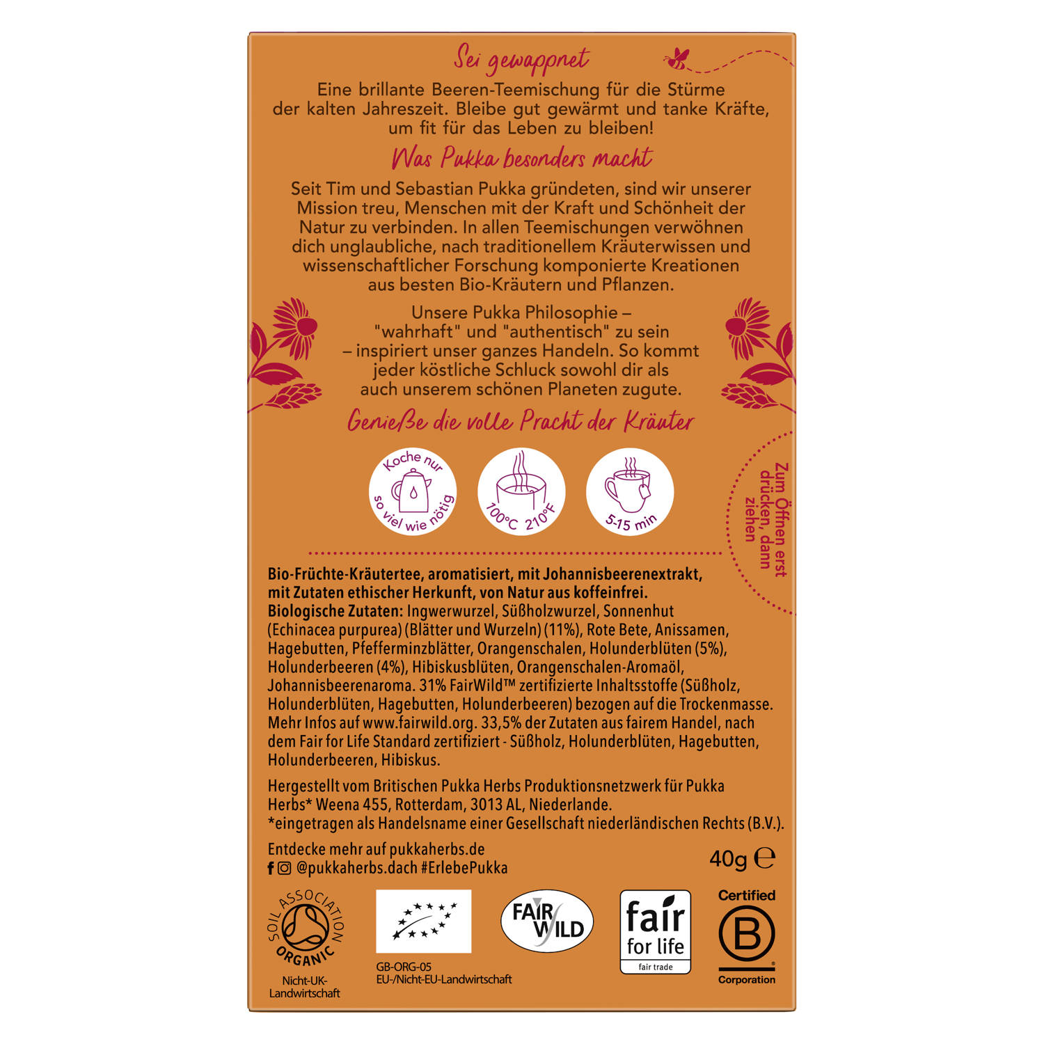 PUKKA Holunderbeere & Echinacea Tee Tees Bio Btl 20 Stk