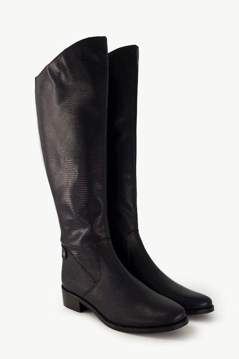 Lederstiefel, XL-Schaft, Schlangenprägung, Weite H