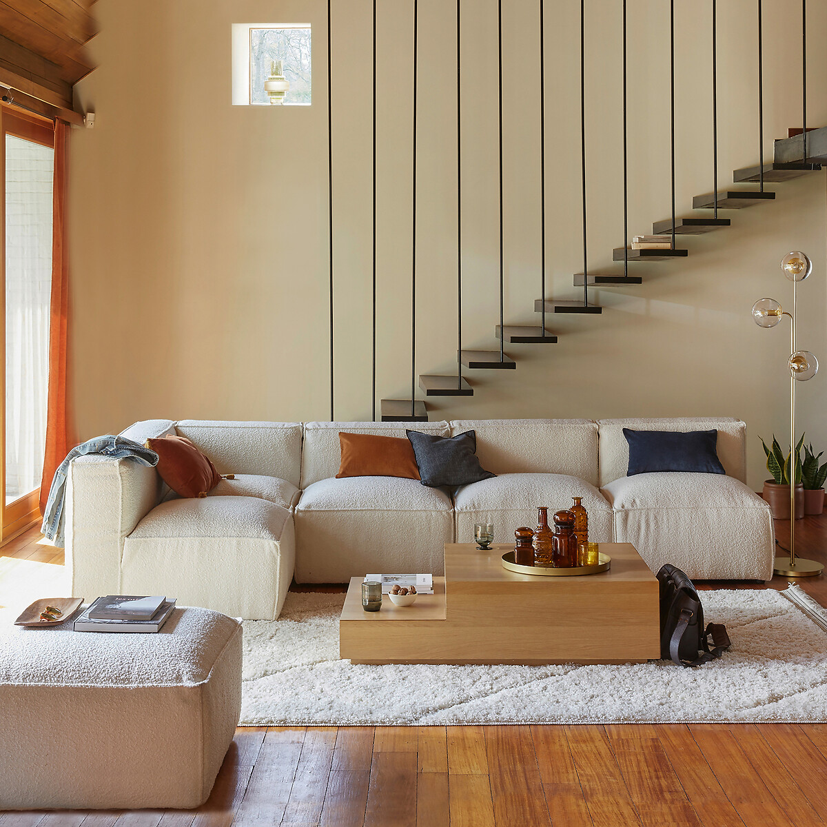 LA REDOUTE INTERIORS<br>Banco modular van bouclette, Seven