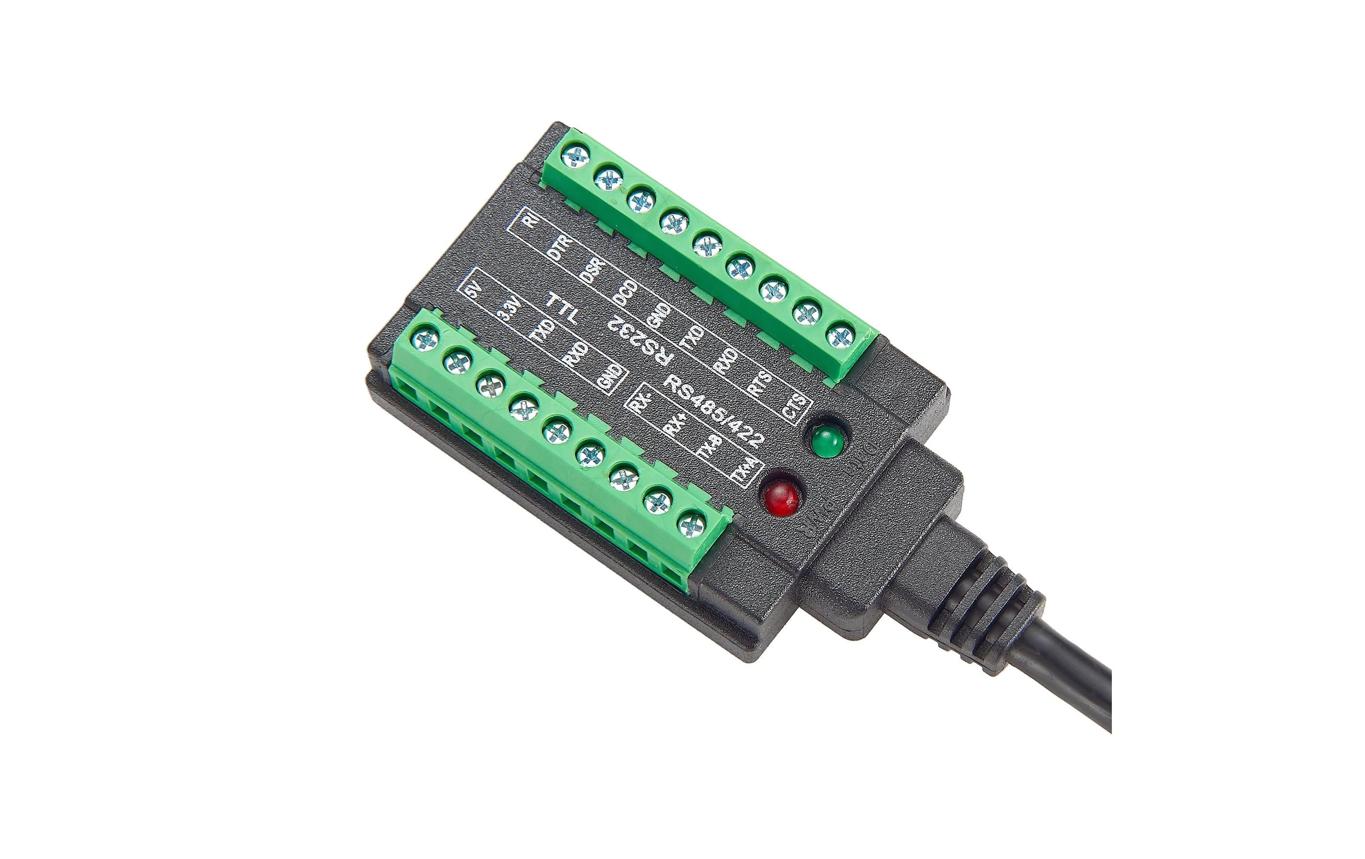 Schnittstellenkabel USB EX-13003USB zu 1S Seriell RS-232/422/485/TTL Kabel mit Terminal Block, 1.0 m (FTDI Chipsatz)