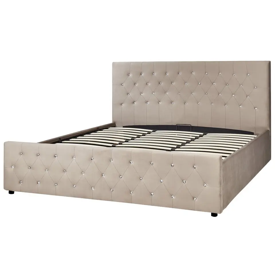 AMIENS - Bed met opbergruimte - Taupe - 180 x 200 cm - Fluweel