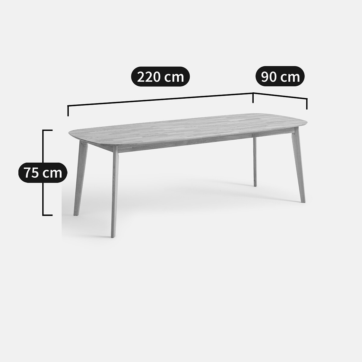 LA REDOUTE INTERIEURS<br>Mesa em carvalho maciço, 8 a 10 lugares, Dalmar