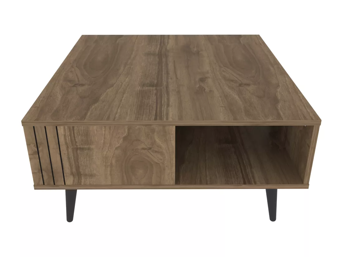 Table basse carré avec niche Ronas avec les pieds en bois (Noyer)