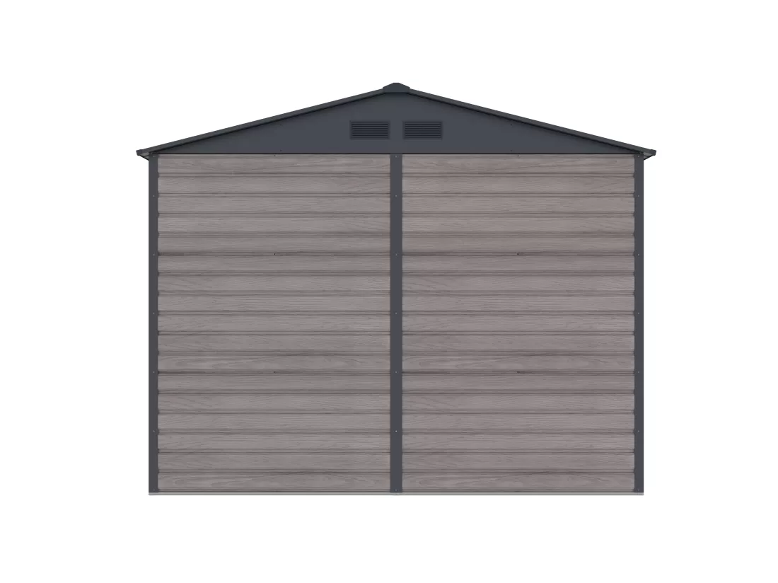 Abri de jardin métal en acier galvanisé effet bois gris 7,17 m² - ADELMO