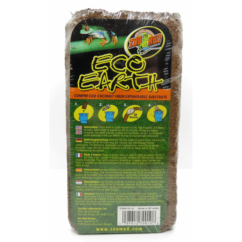 Fibre de coco compressé 7-8 litres poids 650 g pour reptiles