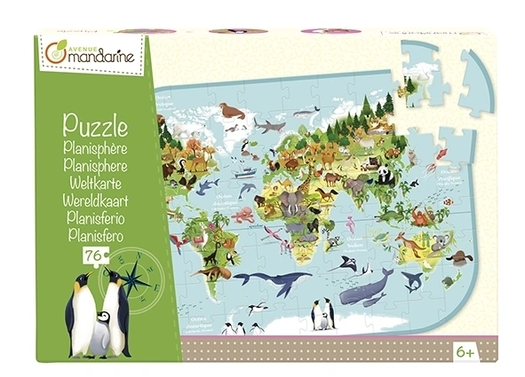 Puzzle, Weltkarte 27x5,5x18,5cm (Kinderpuzzle)