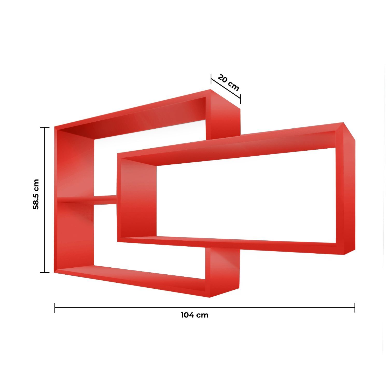 Wandregal KARO Schweberegal 104x20x59cm Holz Rot