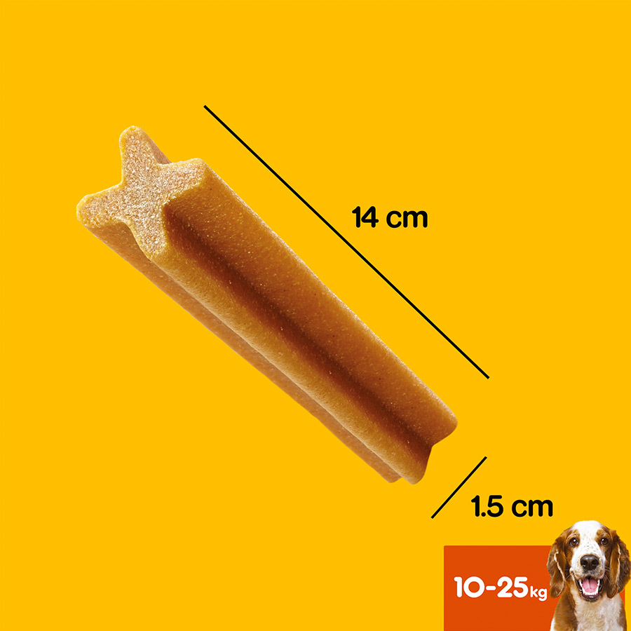 Petiscos dentais Pedigree Dentastix para cães de porte médio.