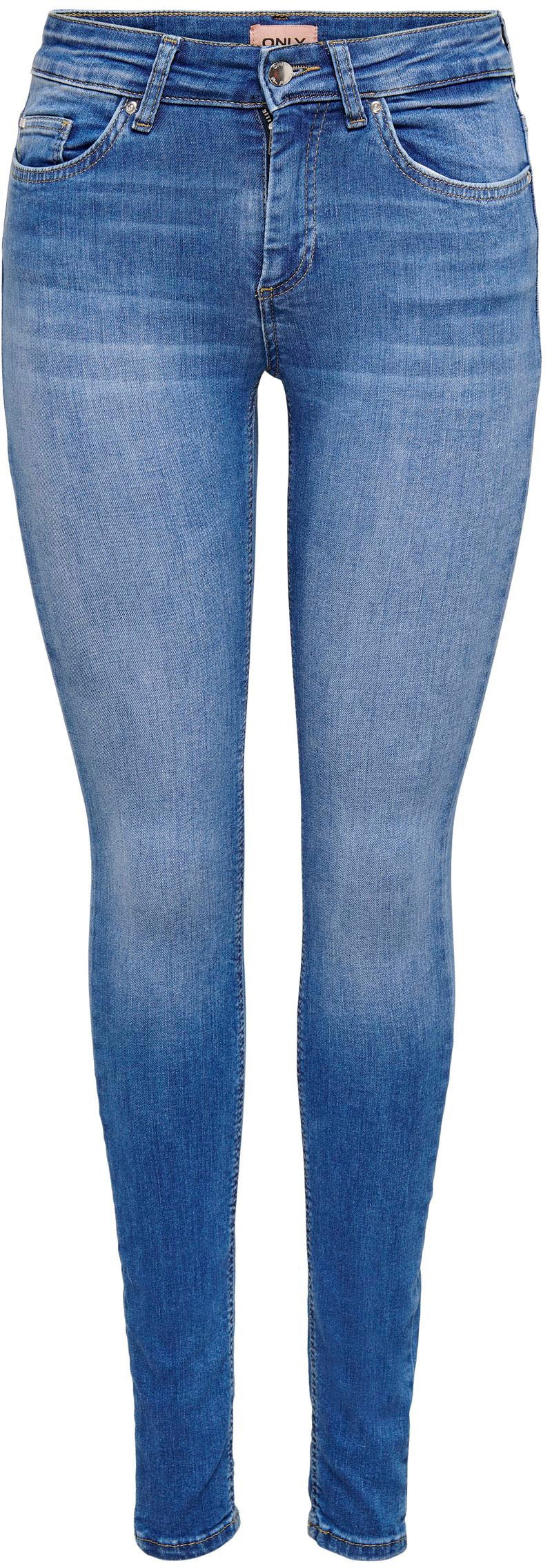 ONLY Skinny-fit-Jeans »ONLBLUSH – Skinny Fit Jeans mit extra engem Schnitt«, Abriebeffekte, modisch, skinny fit, Eingrifftaschen, unifarben