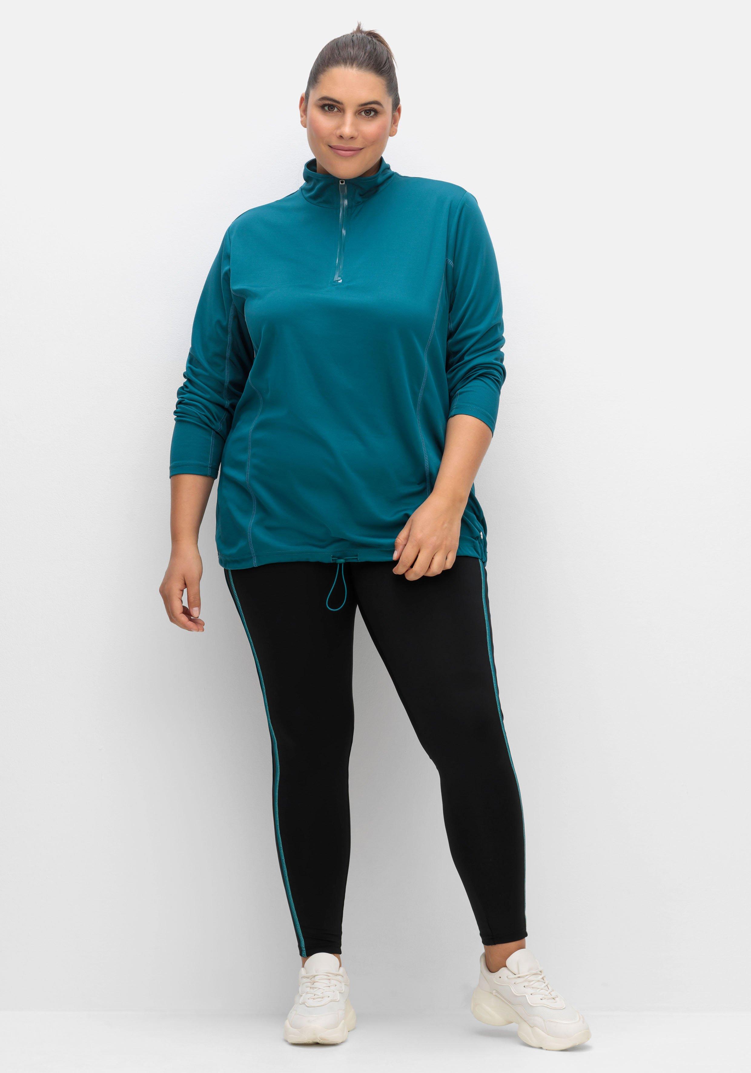 Funktionsshirt mit Troyerkragen und Saum-Gummizug