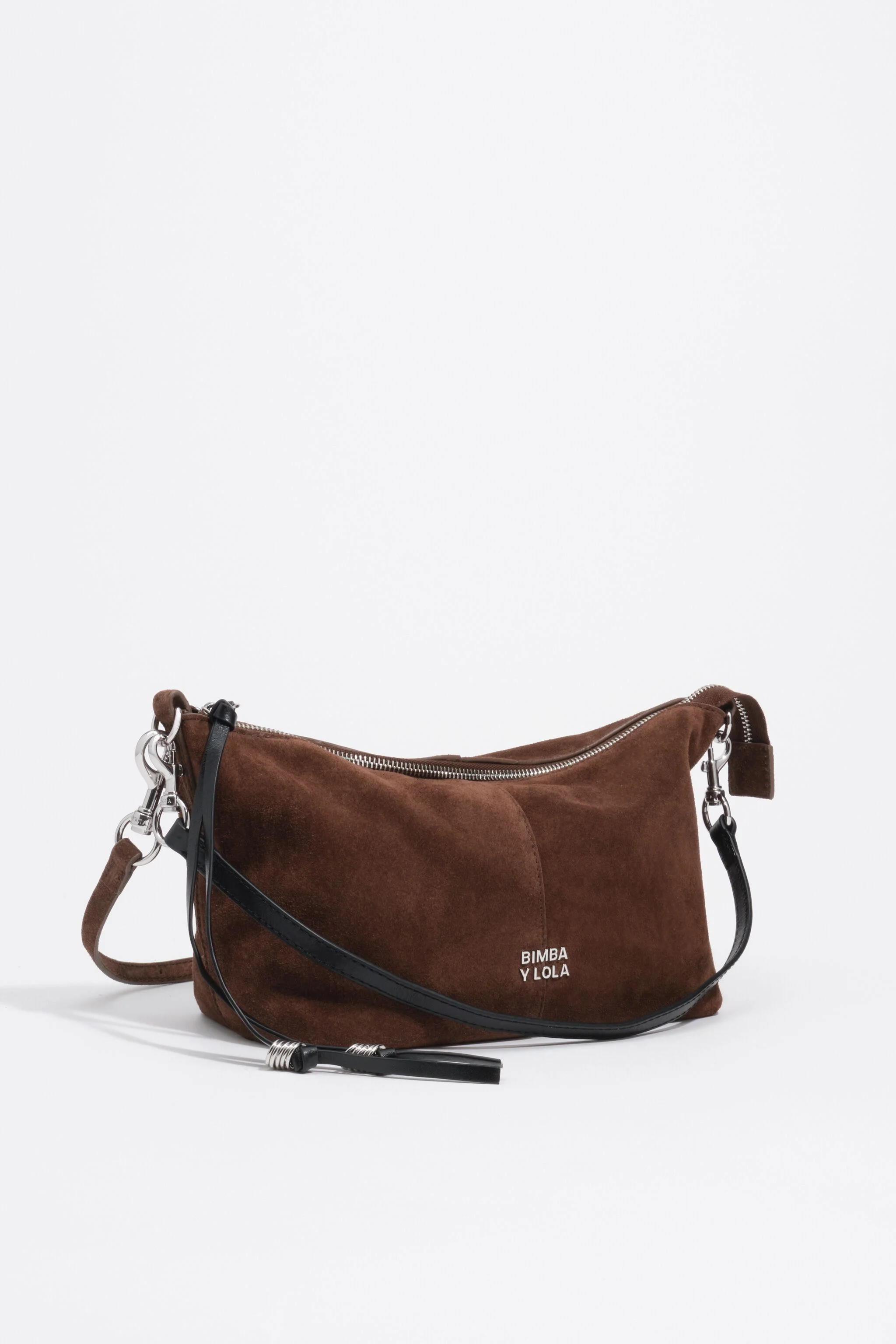 Bolsa Madrid média em camurça cor café