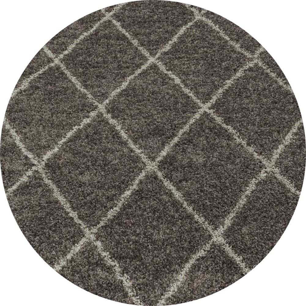 Moderner Runder Hochflor Teppich - Skandinavischer Stil mit Rautenmuster