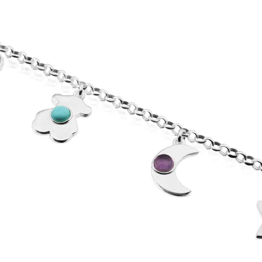 Pulseira de prata com gemas de superpoderes