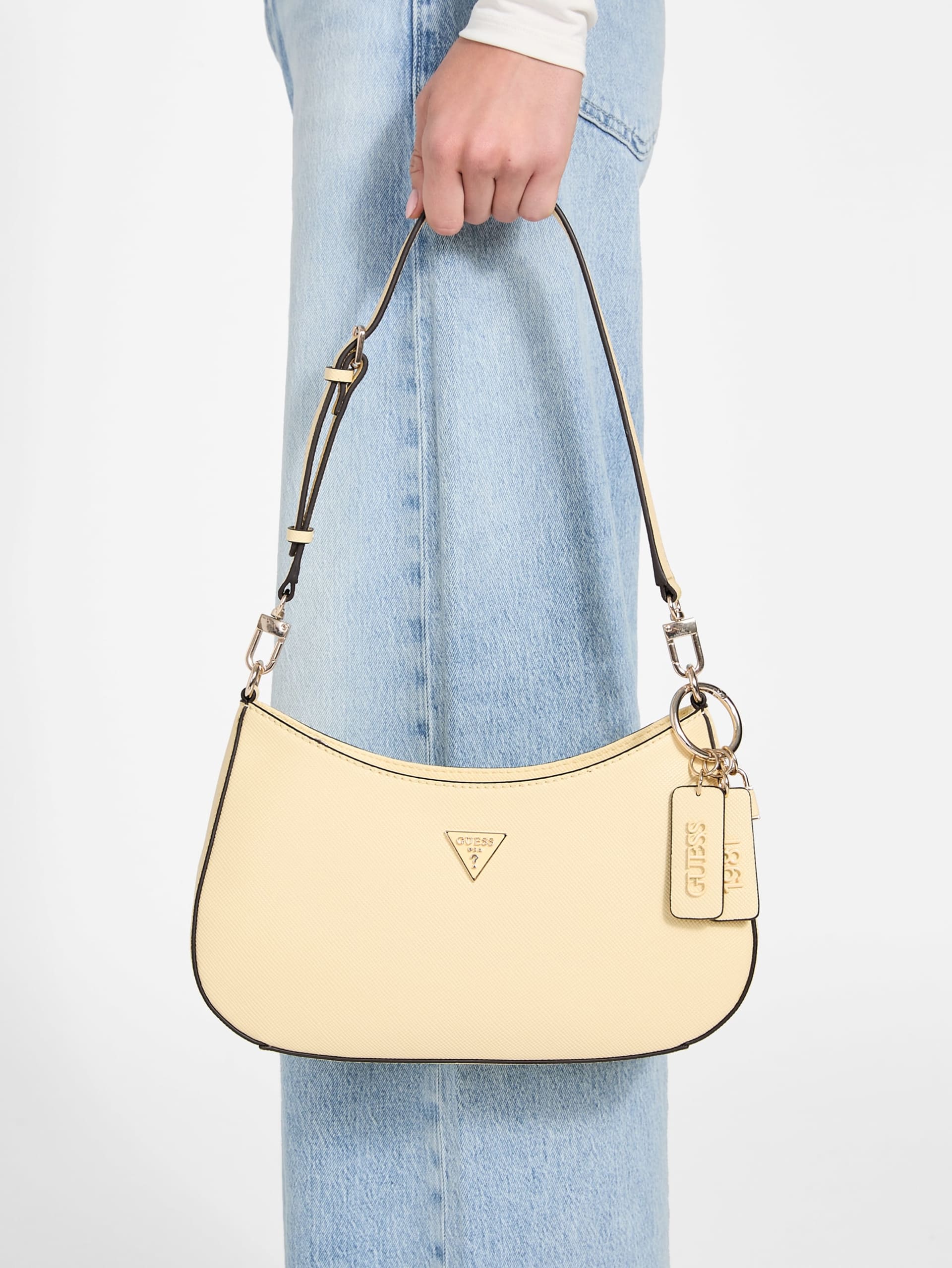 Bolsa de ombro Noelle em couro saffiano