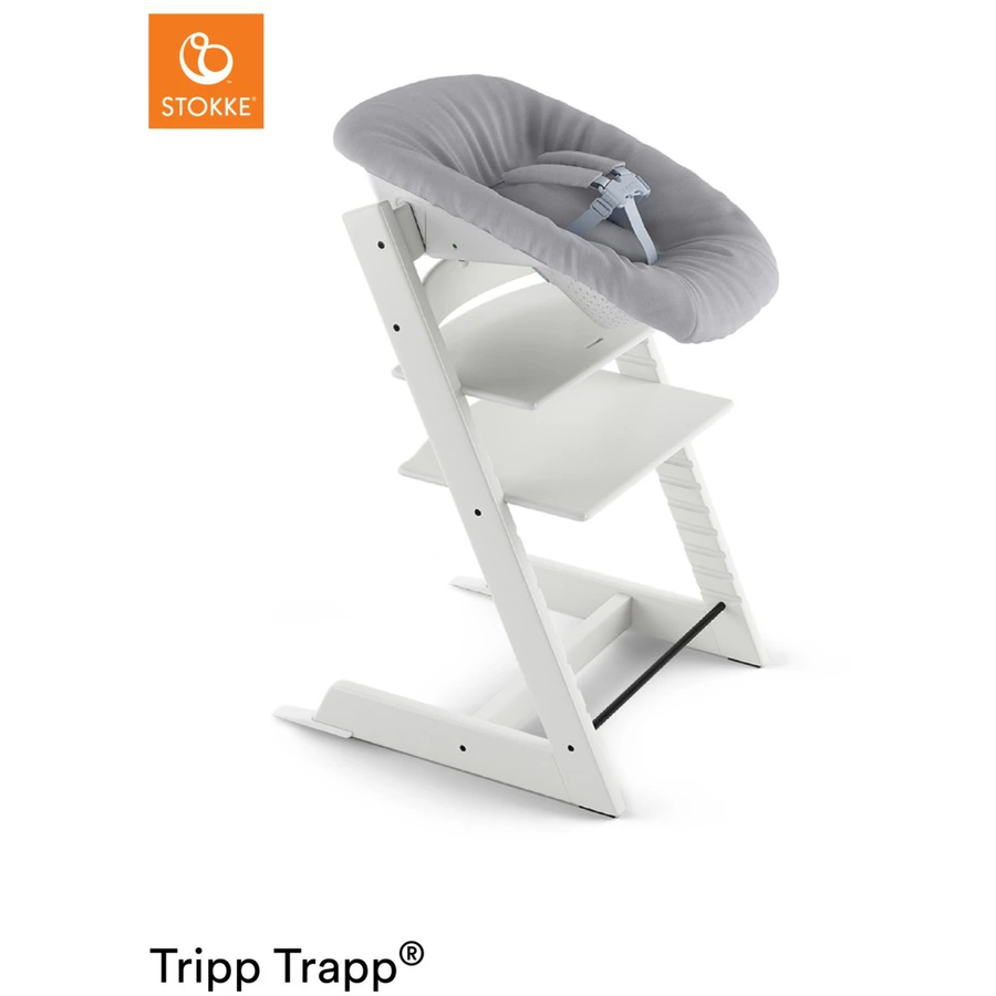 STOKKE® Mega Tripp Trapp® Set Hochstuhl Buche weiß inkl. Newborn Set™ Grey und Baby Set weiß
