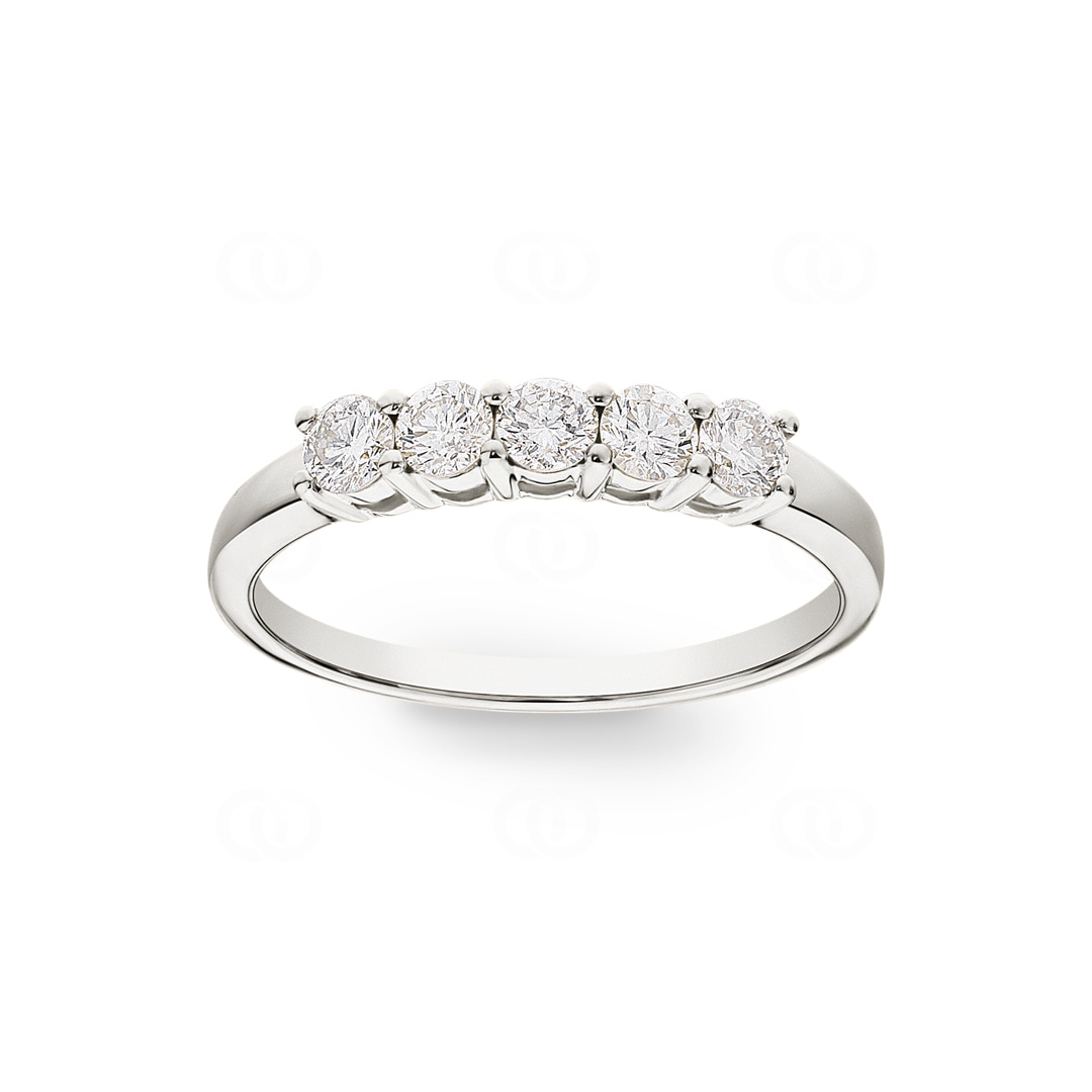 0.49 Karat Five Stone Diamantring 750/18 K Weissgold