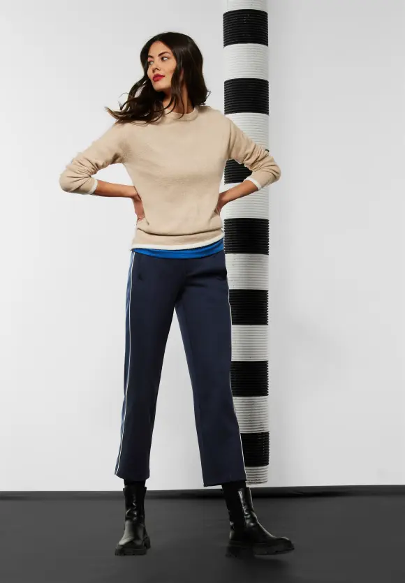Loose Fit Colourblock Hose - deep blue
