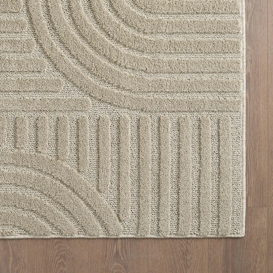 Modern Japandi Vloerkleed - Beige - Boho Scandinavisch - 160x230 cm Laagpolig