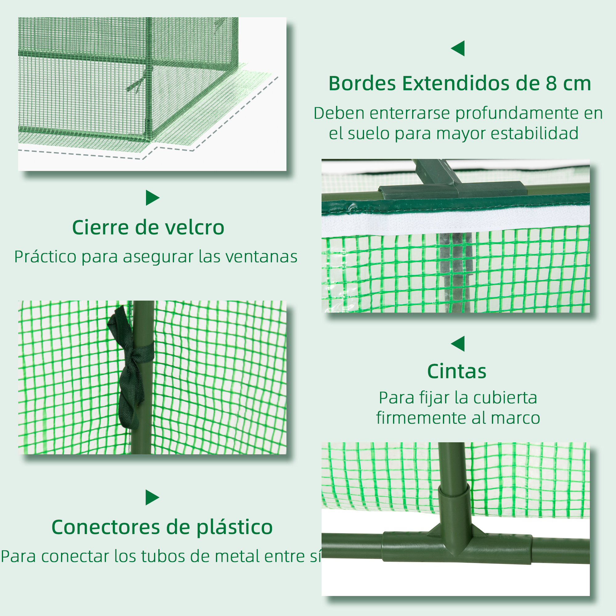 Estufa Outsunny Terrace 180x92x92 cm, com 2 janelas de enrolar de camada dupla e estrutura metálica, ideal para cultivo doméstico de plantas e flores.