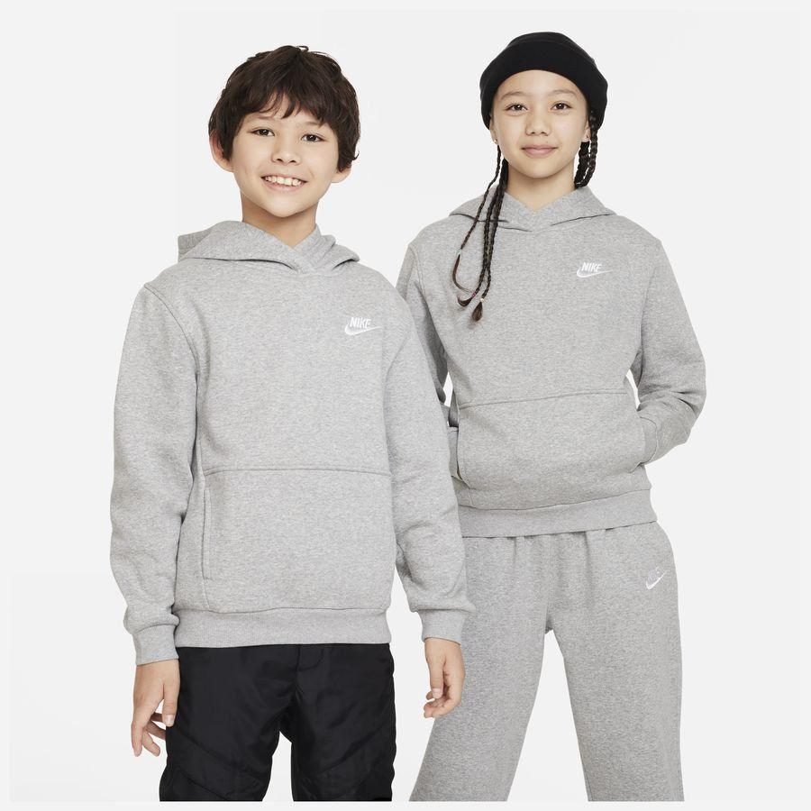 Nike Sweat à Capuche NSW Club Fleece - Gris/Blanc Enfant