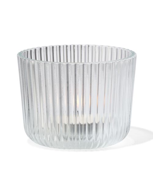 porte-bougie M verre nervuré transparent