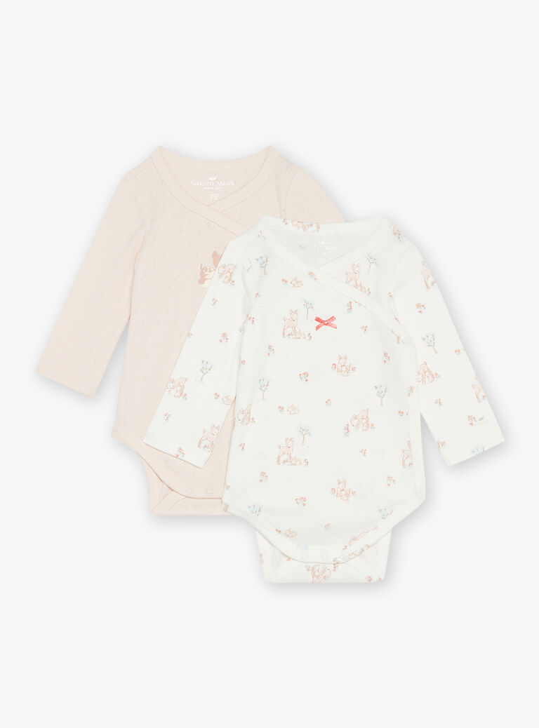Lot de 2 body rose et écru en coton biologique
