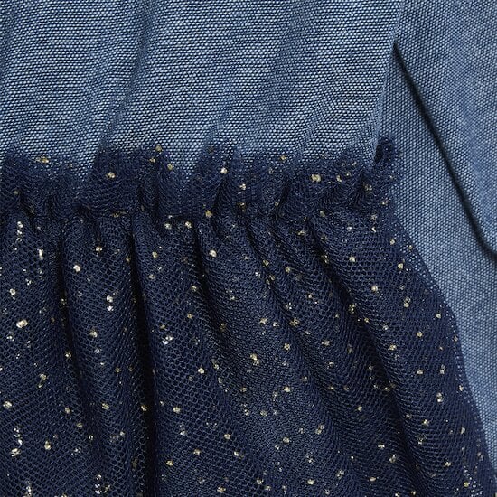 Bleu Ballerine Robe manches longues bi-matière   Blue Bastille        de               Marèse