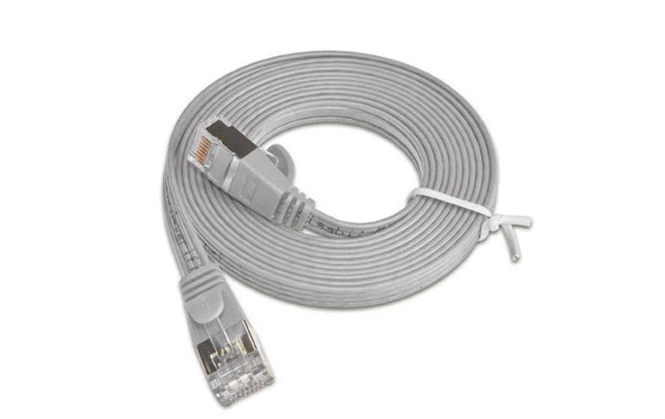 Slimpatchkabel RJ-45 - RJ-45, Cat 6, STP, 0.25 m, GrauGeschirmtes Twisted-Pair-Kabel (STP) mit Klinkenschutz