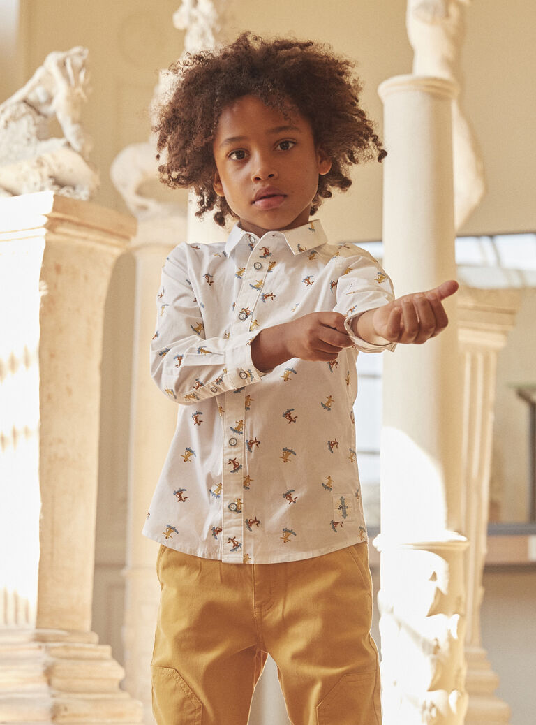 Chemise blanche à imprimé tigre skateur